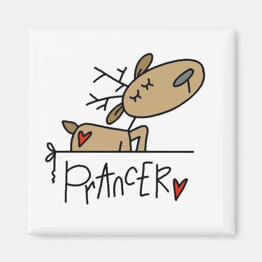 Prancer Rendier Kerst T-shirts en geschenken Magneet (Voorkant)