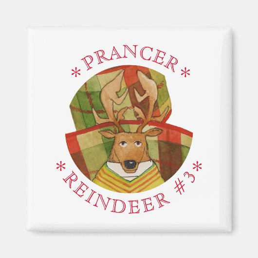 PRANCER RENDIER Vierkante magneet (Voorkant)