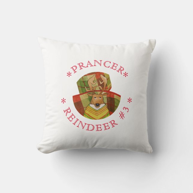 PRANCER RENDIEREN Vierkant Sierkussen (Voorkant)