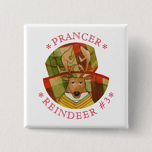 PRANCER RENDIEREN Vierkante Pin Button (Voorkant)
