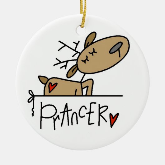 Prancer the Reindeer Kerstkeepomwille Ornament (Voorkant)