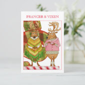 PRANCER VIXEN 3.5x5 Platte Kerst Kaart (Staand voorkant)