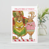 PRANCER VIXEN 5x7 Platte Kerst Kaart (Staand voorkant)
