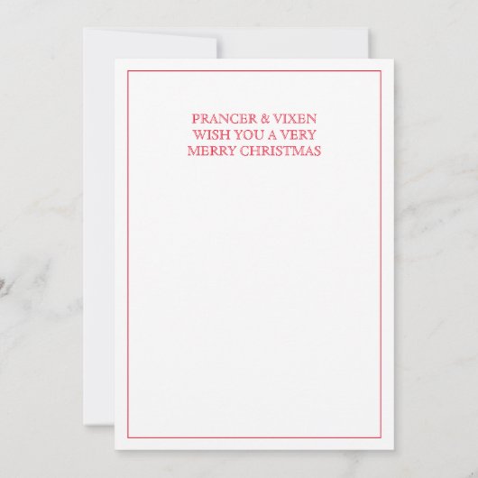 PRANCER VIXEN 5x7 Platte Kerst Kaart (Achterkant)