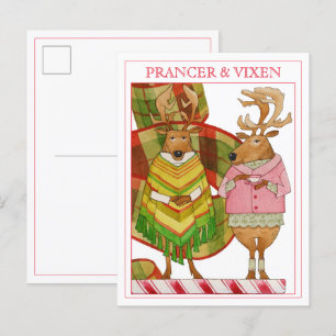 PRANCER VIXEN-Briefkaart Feestdagenkaart