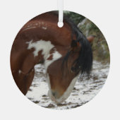 Pranching in de sneeuw glas ornament (Achterkant)