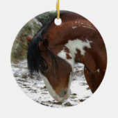 Pranching in de sneeuw keramisch ornament (Achterkant)