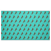 Pranching Paard op geweven turquoise Stof (Fat Quarter)