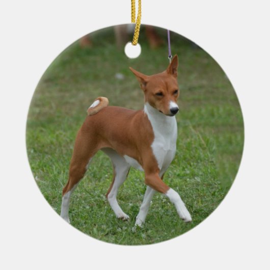 Prancing Basenji Dog Keramisch Ornament (Voorkant)