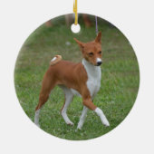 Prancing Basenji Dog Keramisch Ornament (Achterkant)