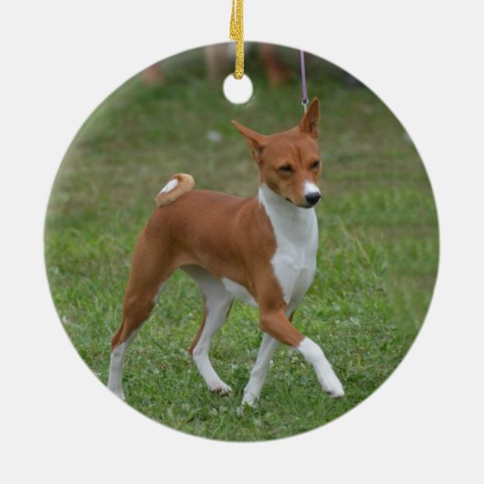 Prancing Basenji Dog Keramisch Ornament (Achterkant)