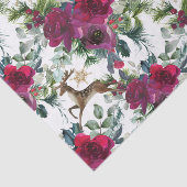 Prancing Deer in Rozen en Holly Tissuepapier (Detail)