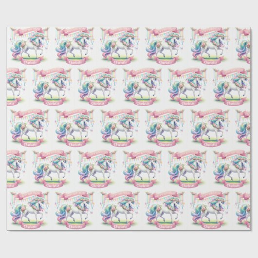 Prancing Eenhoorn Personaliseer de naam van het me Cadeaupapier (Vlak)