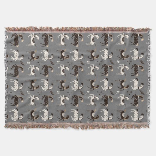 Prancing Folk Art Circus Paarden Patroon Deken (Voorkant)