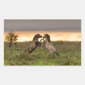 Prancing wilde paarden rechthoekige foto sticker (Voorkant)