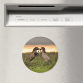 Prancing wilde paarden ronde magneet (Insitu (Vaatwasser))