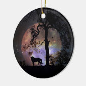 Prancingpaard in de maan kerstversiering keramisch ornament (Links)