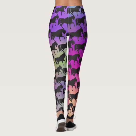 Prancingpaard Silhouette Sunset Colors Leggings (Achterkant)
