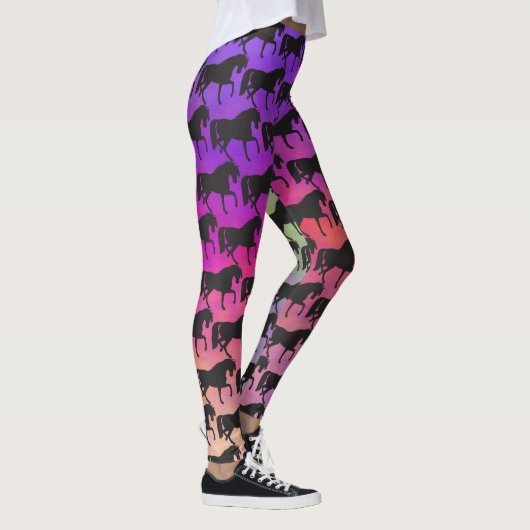 Prancingpaard Silhouette Sunset Colors Leggings (Rechts)