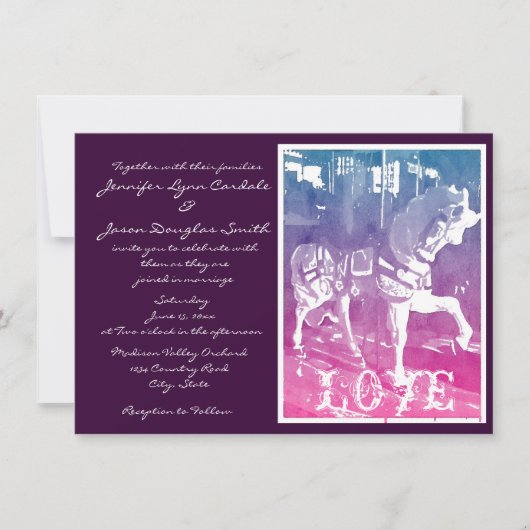 Prancings Carrousel Horse Wedding Invitations Kaart (Voorkant)