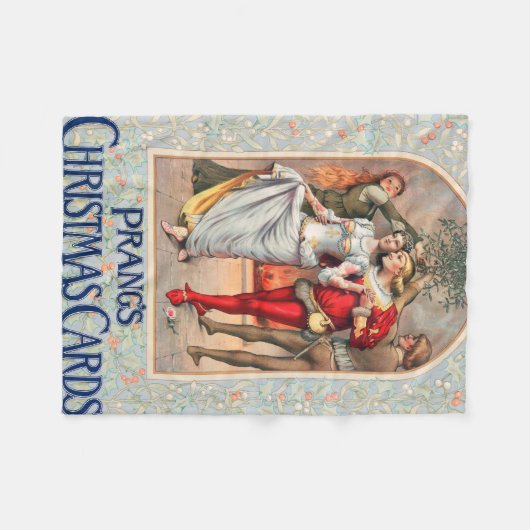 Prang's Christmas Card (ca. 1886) Fleece Deken (Voorkant (Horizontaal))