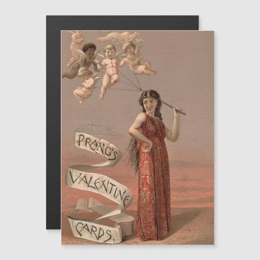 Prang's Valentijnkaarten AD, vrouw & cherubijnen (Voorkant / Achterkant)