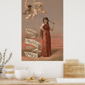 Prang's valentinekaarten AD, vrouw & cherubijnen Poster (Keuken)