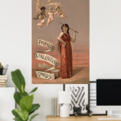 Prang's valentinekaarten AD, vrouw & cherubijnen Poster (Thuiskantoor)