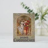 Prang's Vintage Kerstmis Mistletoe Kus Briefkaart (Staand voorkant)
