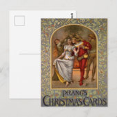 Prang's Vintage Kerstmis Mistletoe Kus Briefkaart (Voorkant / Achterkant)