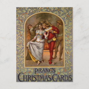 Prang's Vintage Kerstmis Mistletoe Kus Briefkaart