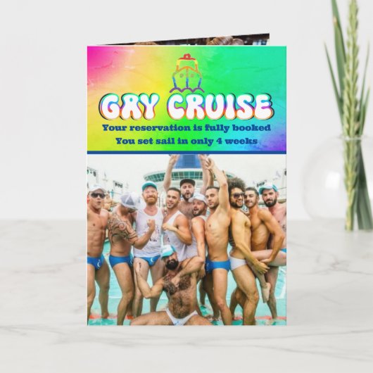 Prank Gay Cruise Verjaardag, Fun Custom Friends Fo Kaart (Voorkant)