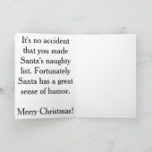 Prank op Santa's Naughty List Feestdagen Kaart (Binnen)