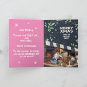 Prank Senior Pakket Kerstmis, Aangepaste Familie F Kaart (Binnen)