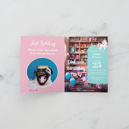 Prank Verjaardag Uitnodigen, Eenhoorn Liefde, Cust (Binnen)