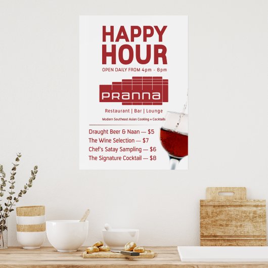 Pranna Happy Hour Poster Lighter Red (Keuken)