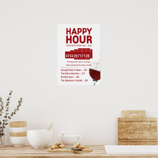 Pranna Happy Hour Poster Lighter Red jul-23 (Keuken)