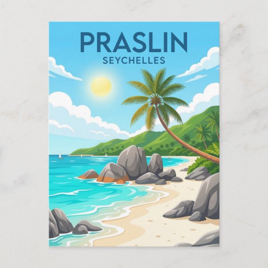 Praslin-eiland, Anse Volbert, Praslin Briefkaart (Voorkant)