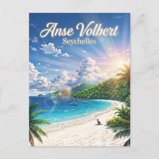 Praslin-eiland, Anse Volbert, Praslin Seychellen Briefkaart (Voorkant)