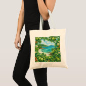 Praslin Seychellen Coco de Mer Tropisch Strand Tote Bag (Voorkant (product))