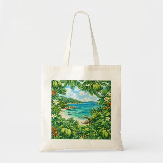 Praslin Seychellen Coco de Mer Tropisch Strand Tote Bag (Voorkant)