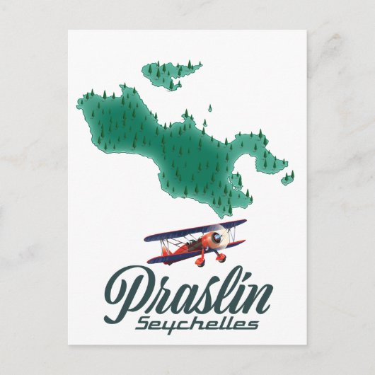 Praslin Seychellen kaart (Voorkant)
