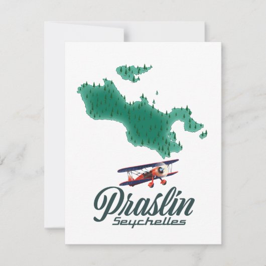 Praslin Seychellen, kaart (Voorkant)