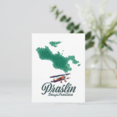 Praslin Seychellen, kaart (Staand voorkant)