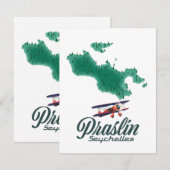Praslin Seychellen, kaart (Voorkant / Achterkant)