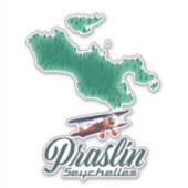 Praslin Seychellen, kaart Sticker (Voorkant)