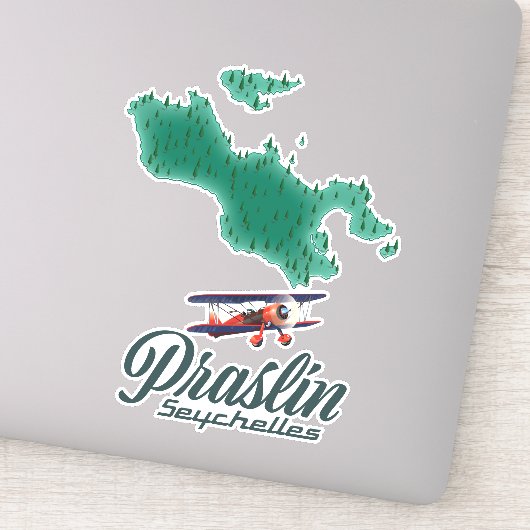 Praslin Seychellen, kaart Sticker (Detail)