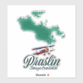 Praslin Seychellen, kaart Sticker (Vel)