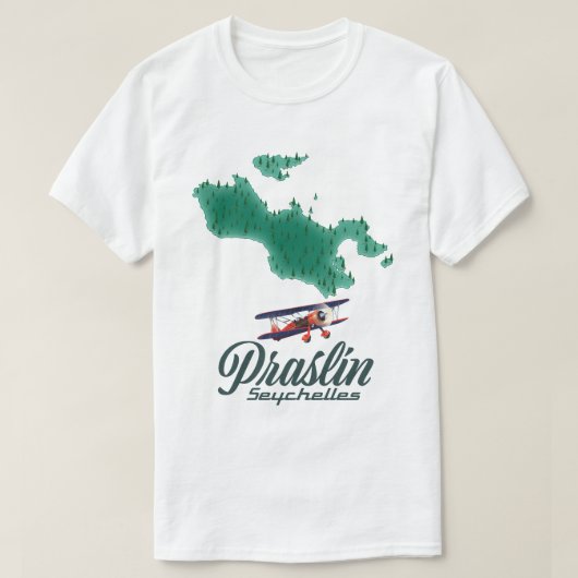 Praslin Seychellen, kaart T-shirt (Design voorkant)
