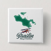 Praslin Seychellen, kaart Vierkante Button 5,1 Cm (Voorkant)